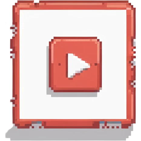 YouTube logo, pixel art, red and white, no text emoji