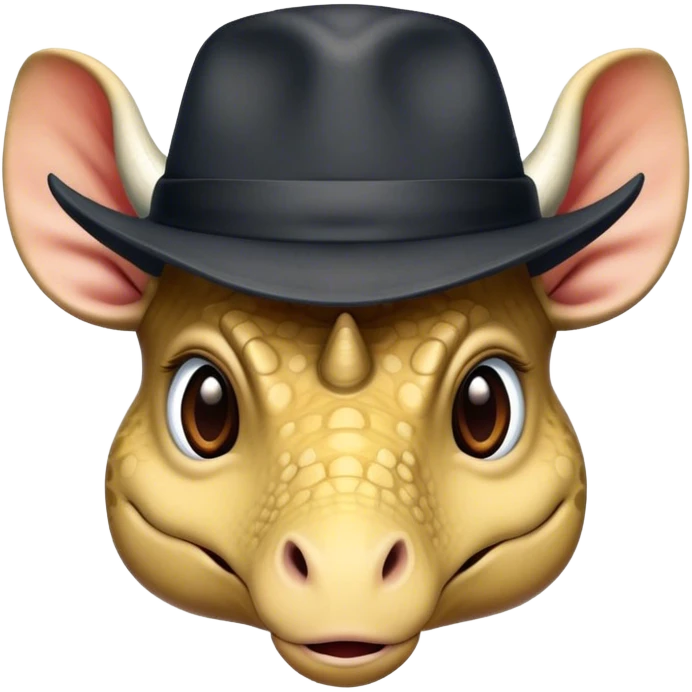 triceratops face with a dark office hat emoji