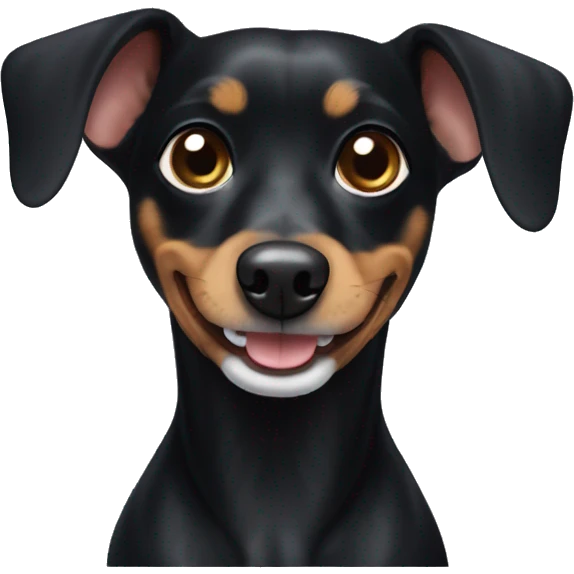 Black dachshund chihuahua mix with  white mouth emoji