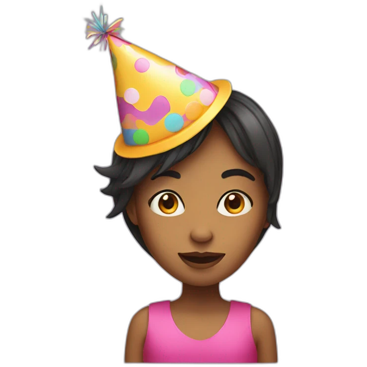 girl with party hat face emoji