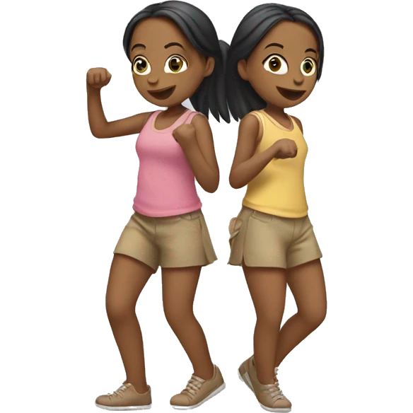 Two girls tribbing  emoji