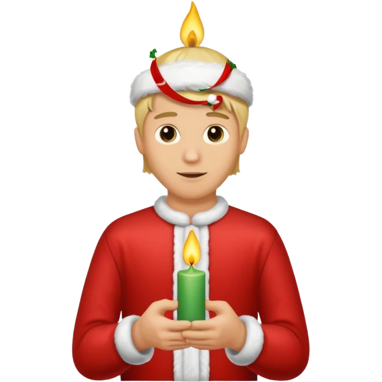 blonde man holding christmass ornamented candle emoji