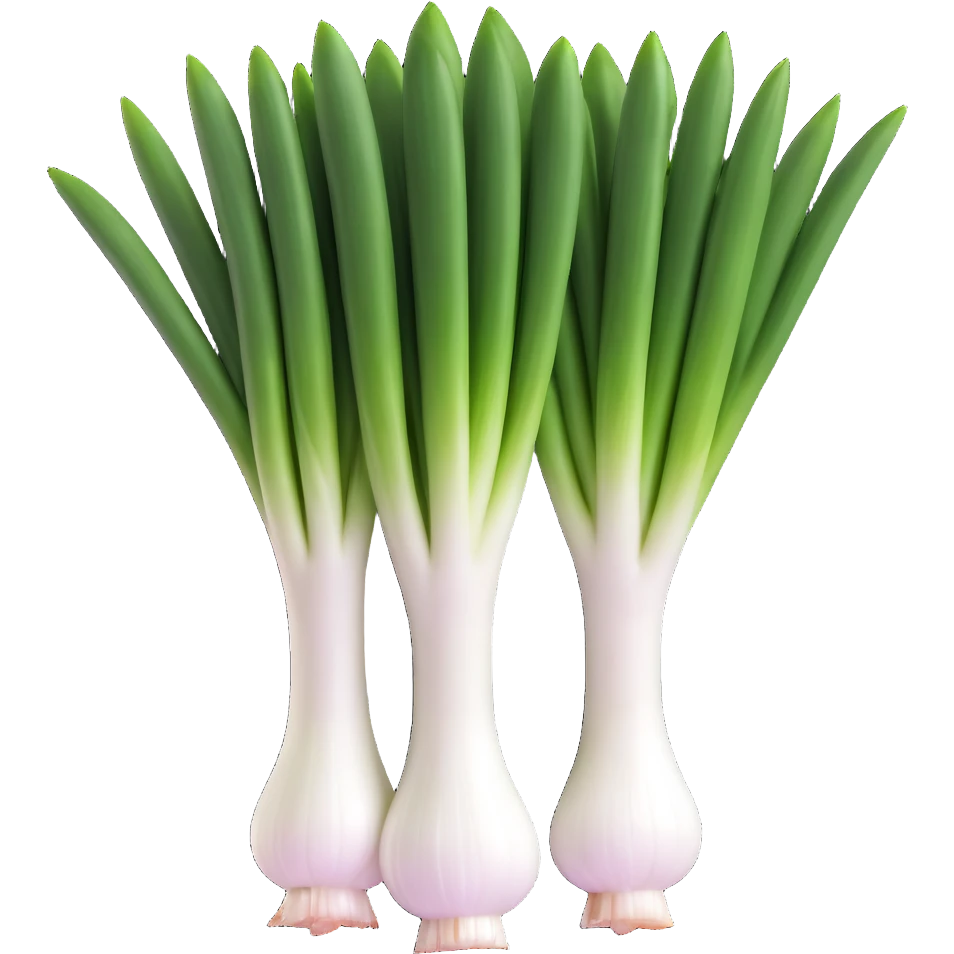 chopped green onions, clean, minimal, cute, well-lit, soft shadow, white background emoji