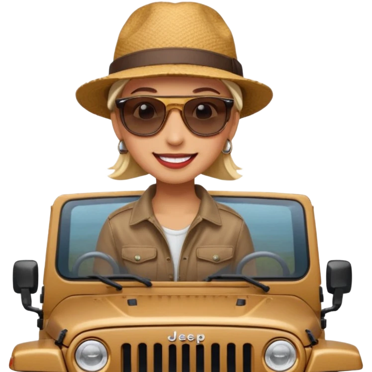 Объедини изображения машины внедорожника по типу wrangler и спортсмена emoji