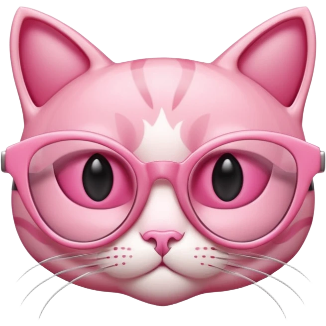 A 3D cartoon rose-pink cat-eye shaped spectacle, glossy curved frame, soft reflections, isolated on plain background. only glasses. ONly glasses. emoji