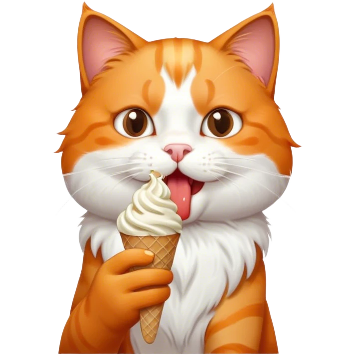 orange cat eating ice cream chocolate emoji
