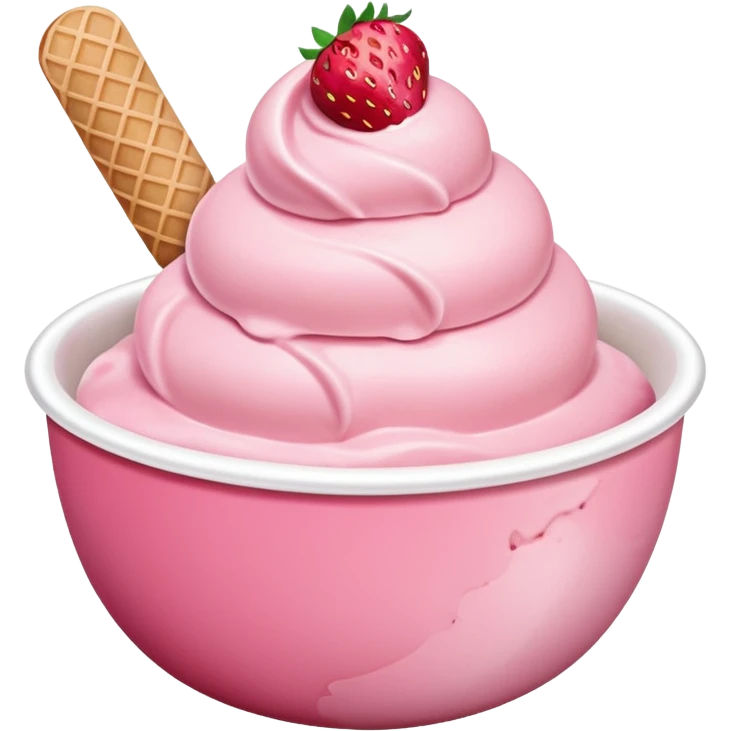 strawberry icecream in bowl emoji