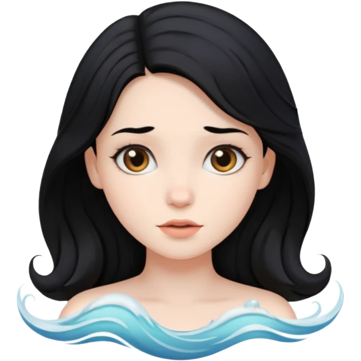 Pale Girl with wave black hair emoji