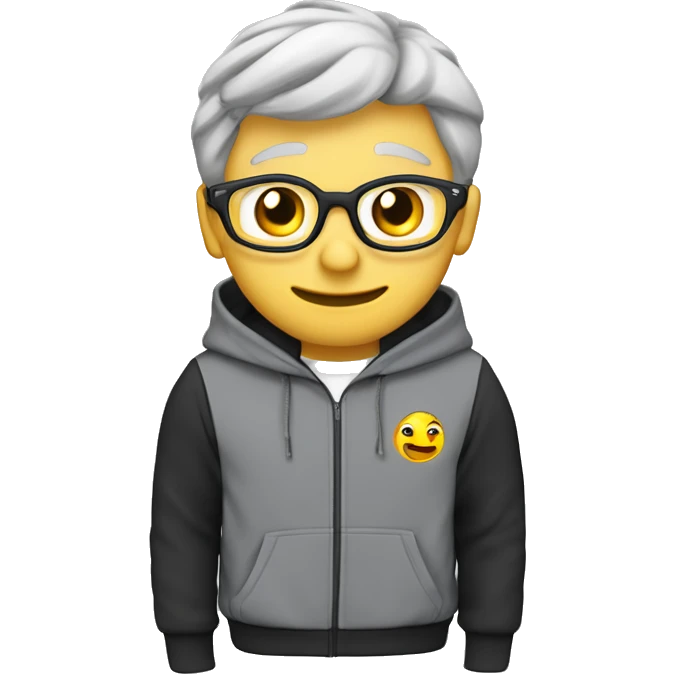 Profesor Educación Física sudadera gris marca Adidas. Cabello juvenil corto de color negro hacia el costado, con aretes tipo argolla pequeños. emoji