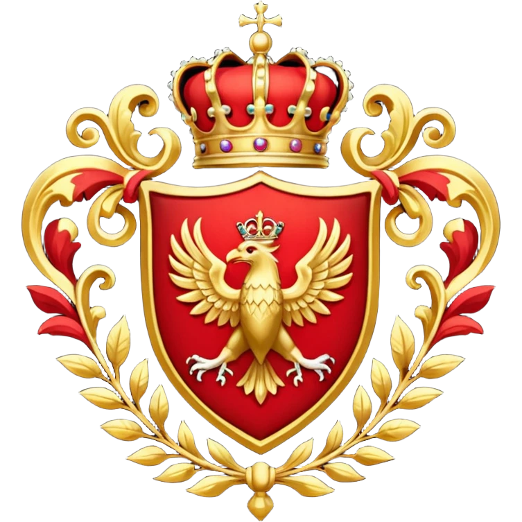 Royal crest, red & gold, red theme emoji