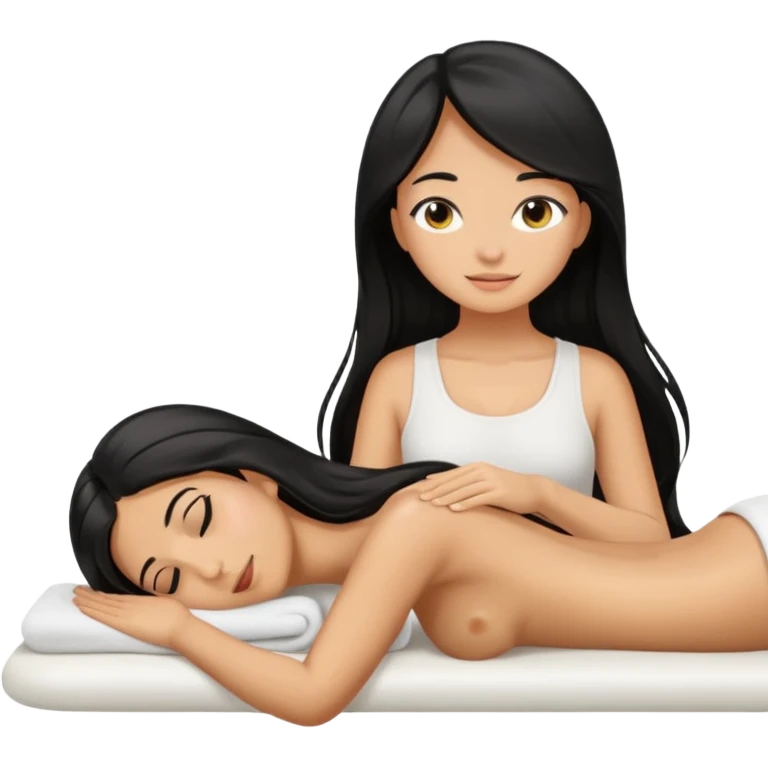 Back massage body with oil and the girl hair is long and black emoji