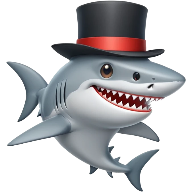 Shark with a top hat emoji