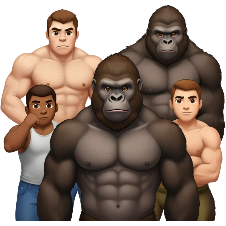 gorilla with 100 men around him emoji