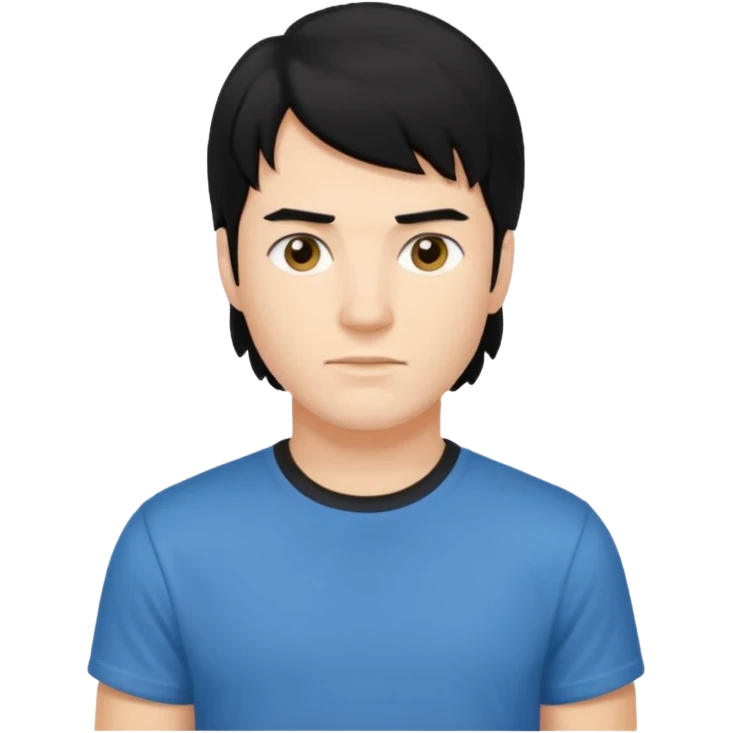 A young man with mullet black hair. emoji