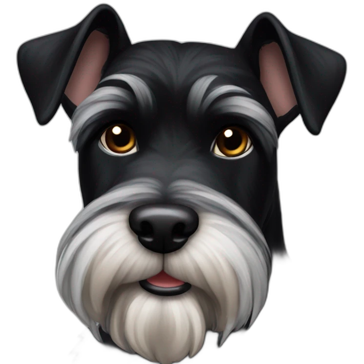 Black schnauzer dog but ears like a cow emoji