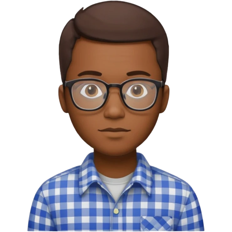 30-year-old African man, short brown hair, plaid shirt, elegant style, software engineer, intellectual glasses emoji