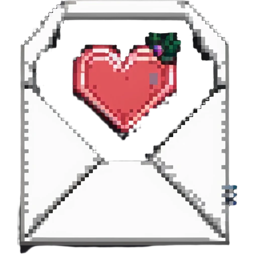 Pixelated love letter with a heart seal emoji