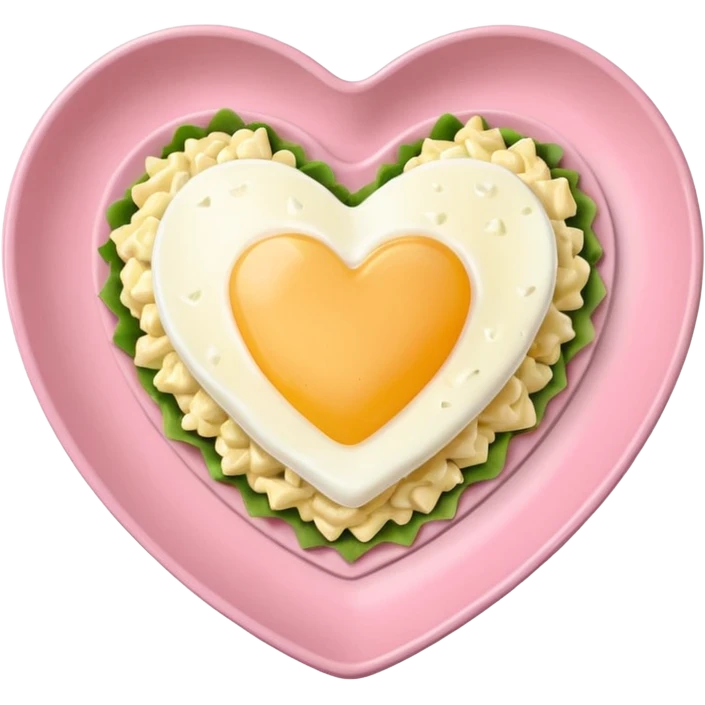 egg salad in a light pink heart shaped plate emoji