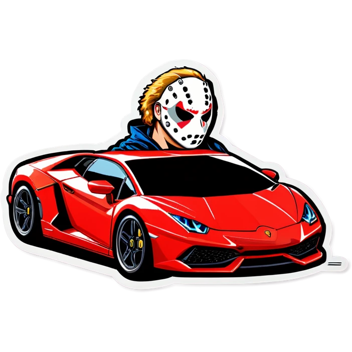 Jason Vorhees driving a red Lamborghini   emoji