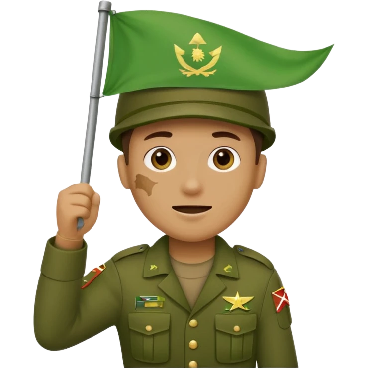 Emoji of a soldier holding a green flag emoji