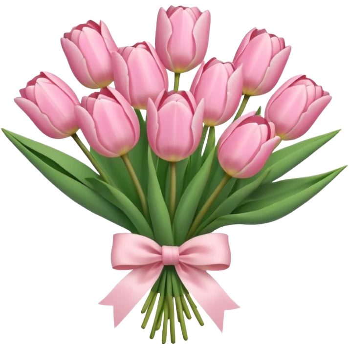 light pink tulip bouquet with light pink bow emoji
