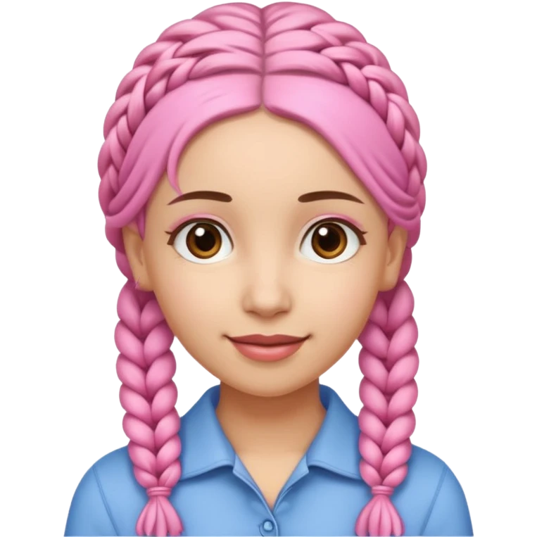 A light-skinned woman with small pink braids, brown eyes, and a gentle smile. emoji