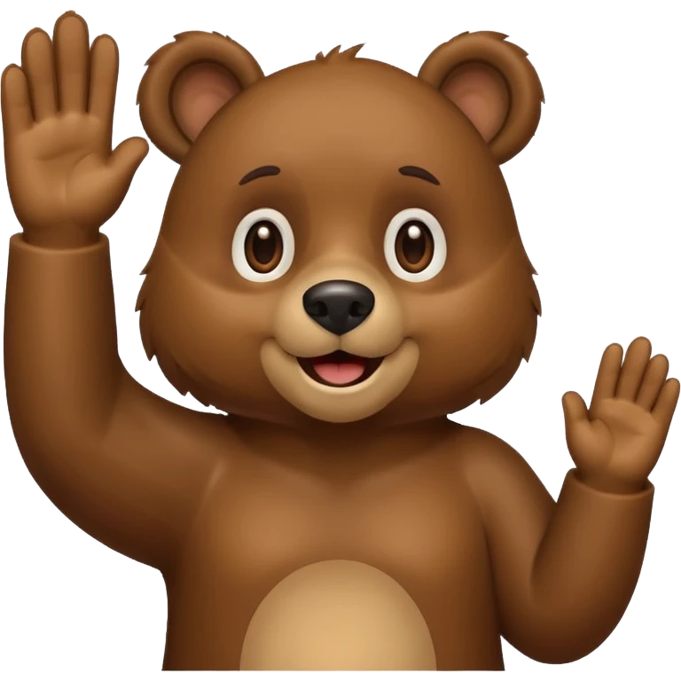 happy bear with paws up, waving emoji
