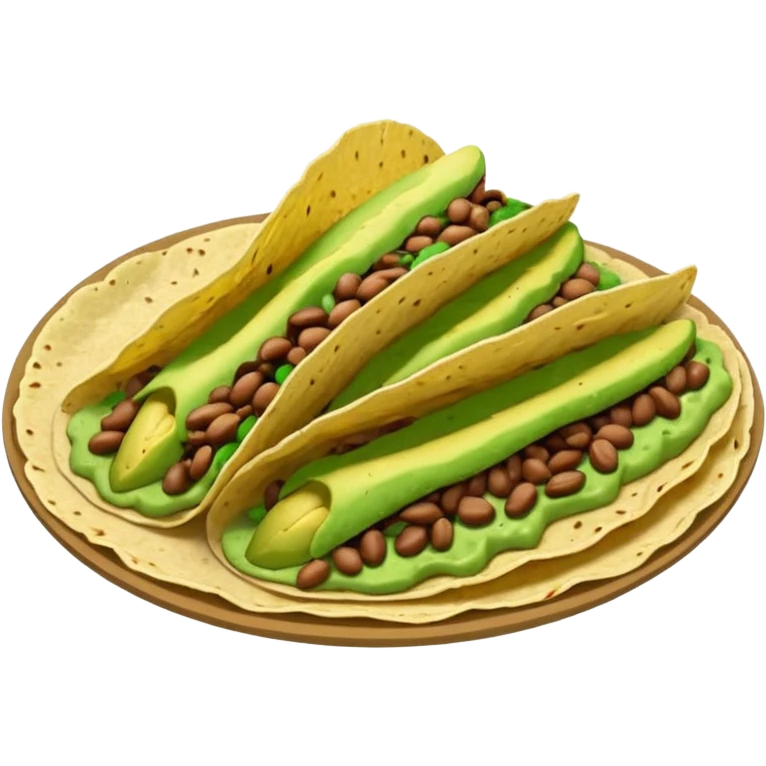 Mexican tacos filled with nopales, beans, and avocado, in soft corn tortillas emoji
