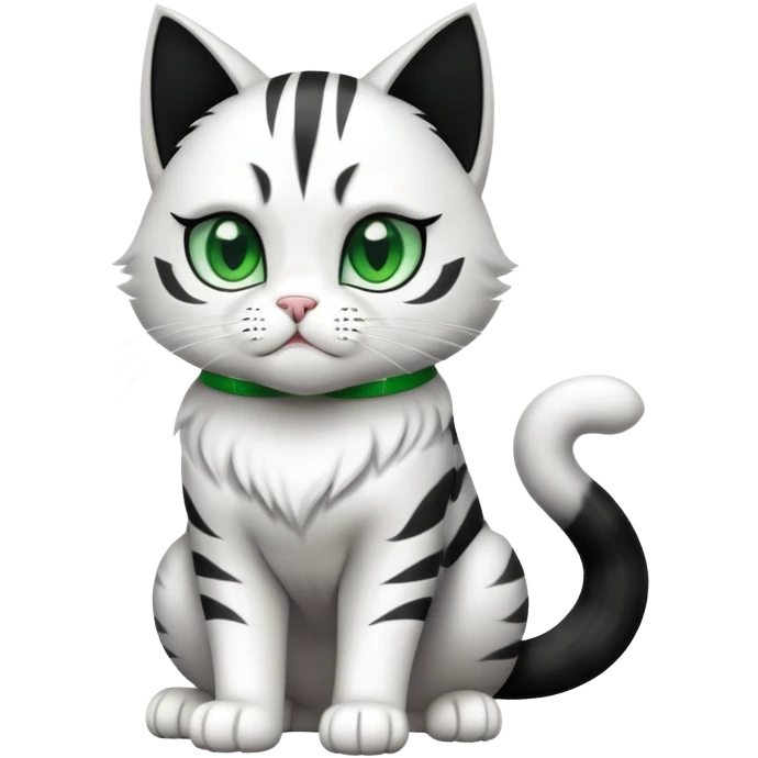 Super Hyper Muscular Cat with a 10 pack full body black and white and green eyes  emoji