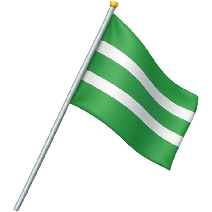 A red flag with a vertical and horizontal white stripe and two diagonal green stripes. Apple flag emoji style emoji