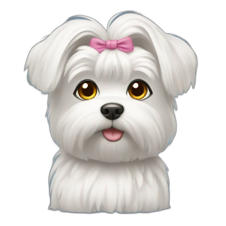 Maltese with hair tied up emoji