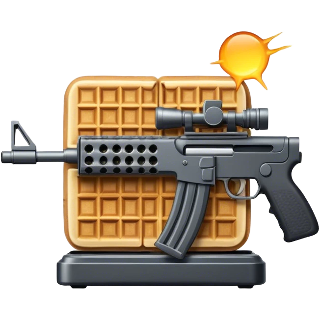 A waffle with a machine gun emoji
