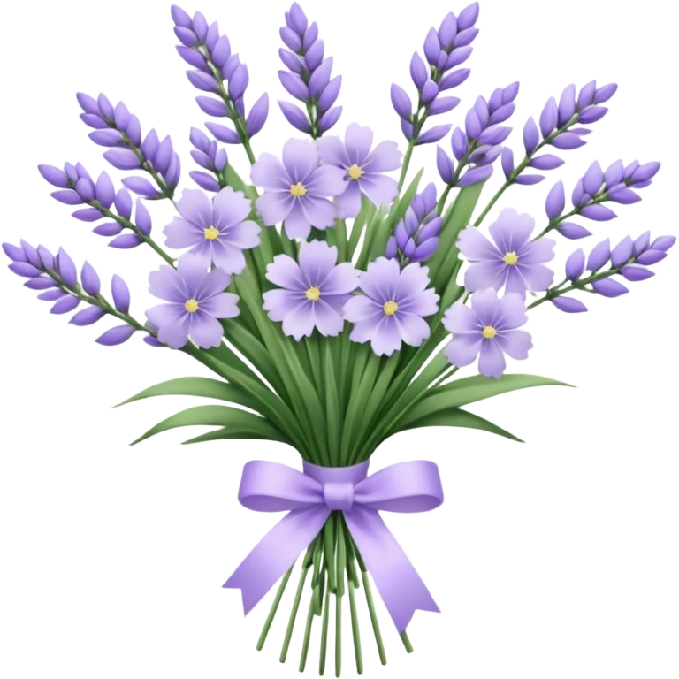A delicate hand-tied lavender bouquet, featuring wisps of pale lila emoji