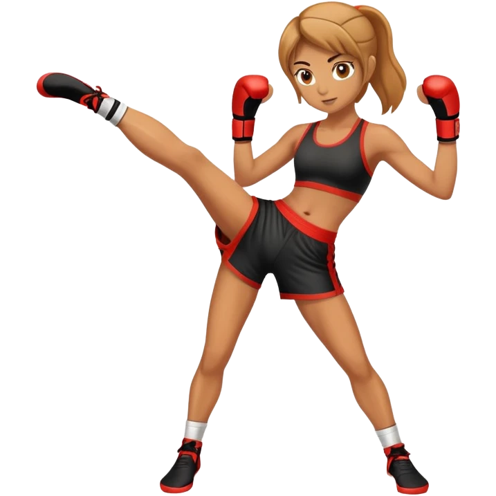 female doing kickboxing emoji
