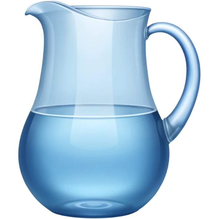 A water pitcher, transparent, slightly blue water, no lid, no droplets, tall. Without a handle and without nose.
 emoji