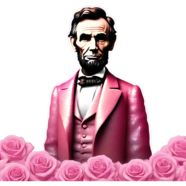 Pink ombre statue of Abraham Lincoln with glitter and roses  emoji