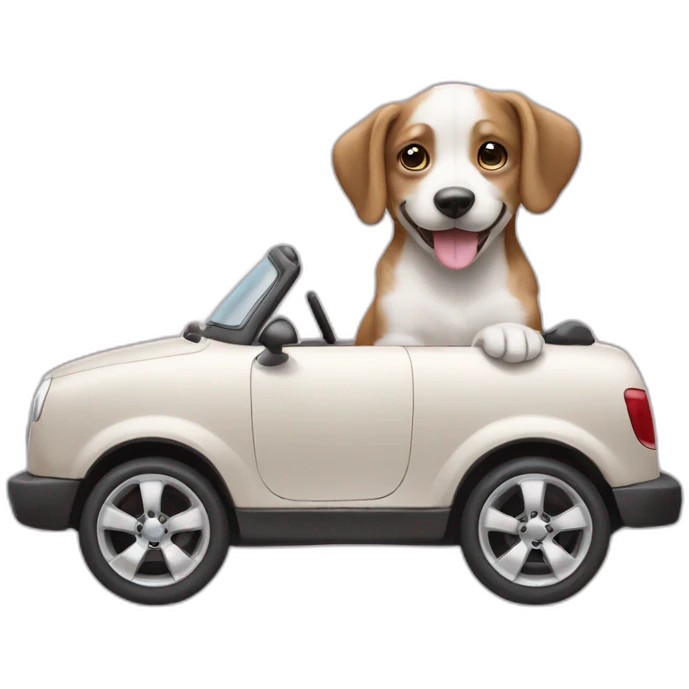 Cachorro dirigindo um carro emoji