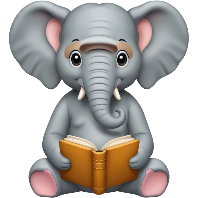 sitting An elephant with a book emoji
