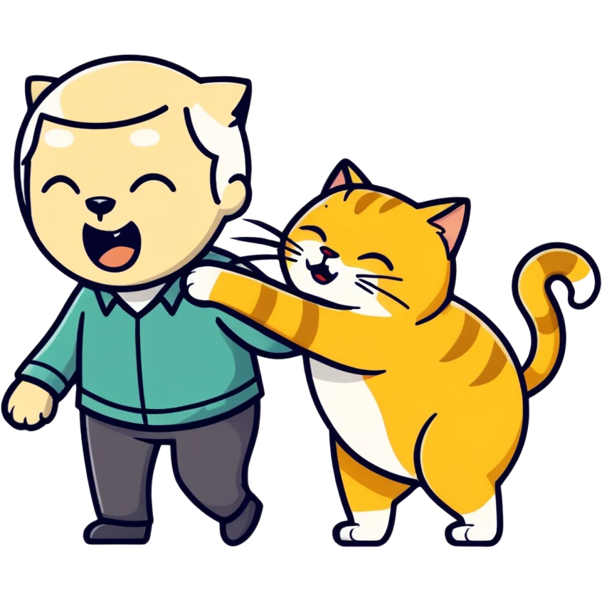 golden cat  meowing ￼at old blind man  emoji