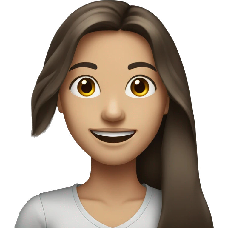 a long hair brunette girl smiling emoji