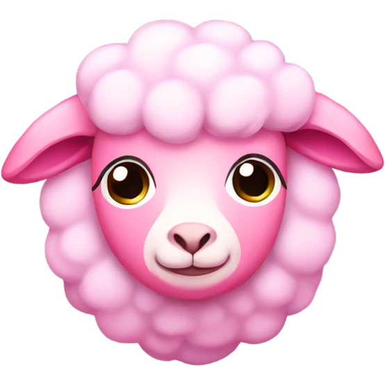 pink sheep with cute face emoji