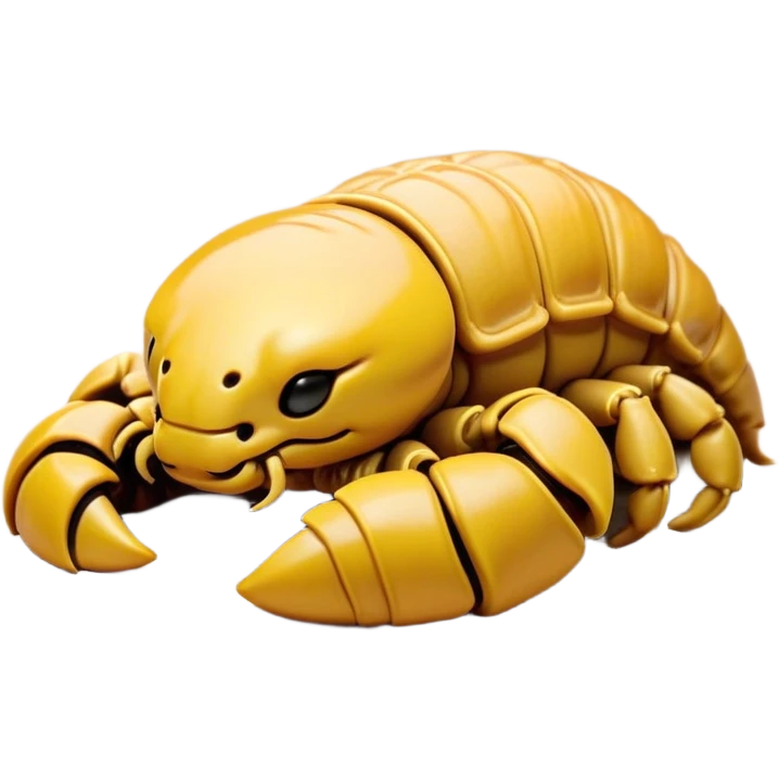 Meme-Worthy Cute Sleeping Emperor Scorpion Portrait Emoji, Head resting peacefully with a contented smile, showcasing a robust build and a luxuriously soft, textured exoskeleton, eyes gently closed in a serene, restful repose, Simplified yet hilariously adorable features, highly detailed, glowing with a soft, drowsy light, high shine, relaxed and utterly lovable, stylized with an air of playful laziness, soft glowing outline, capturing the essence of a sleeping scorpion that feels destined to become the next viral sensation of adorable rest! emoji