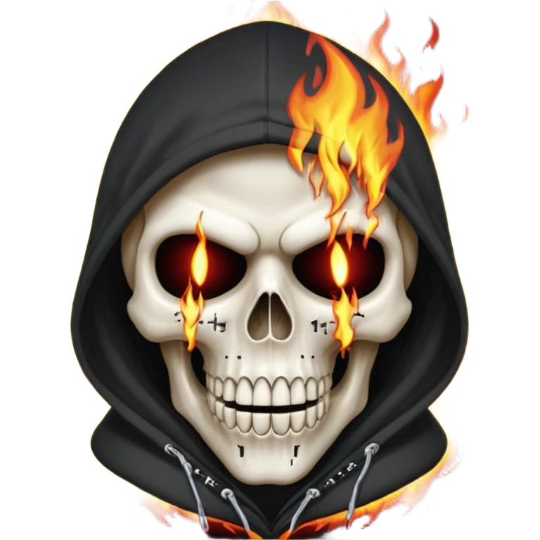 Bro I wanna skull with hoodie on the hoodie has to be on fire and I want matrix blood with the codes and weird numbers spilling out eyes and mouth almost give him a diamond grill in his mouth make it shinny where is the matrix symbols  emoji