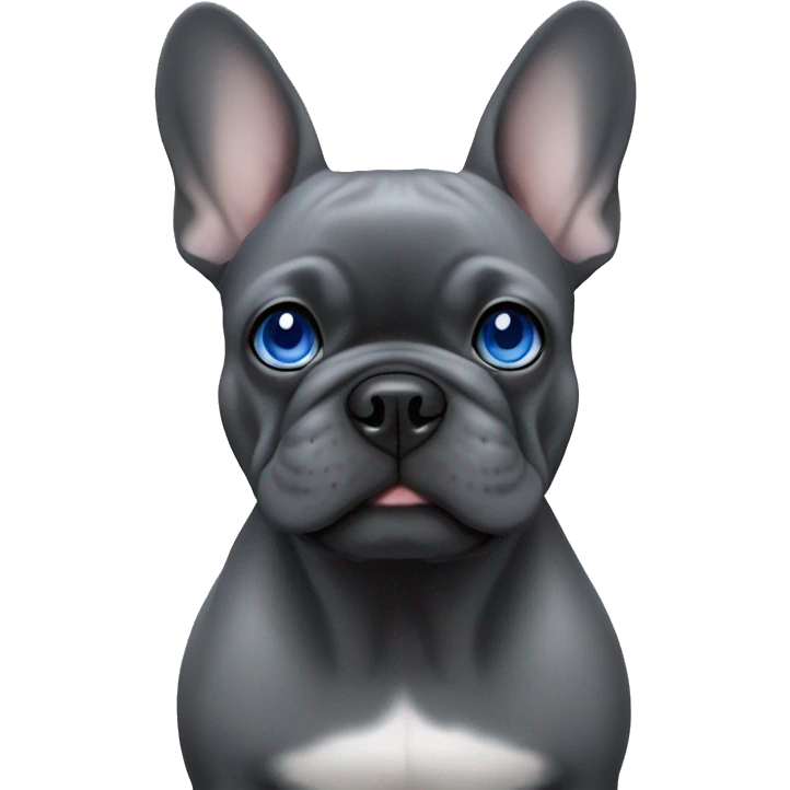 dark grey french bulldog with blue eyes emoji