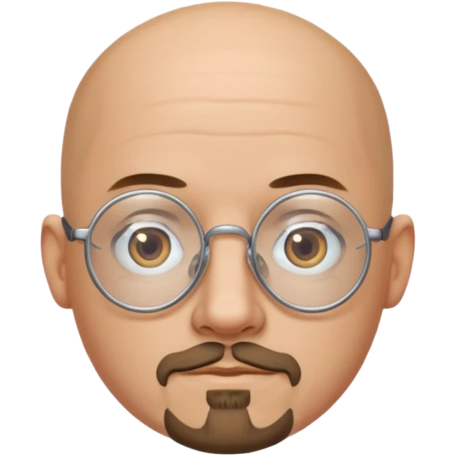 Bald Man with a goatee and round glasses emoji