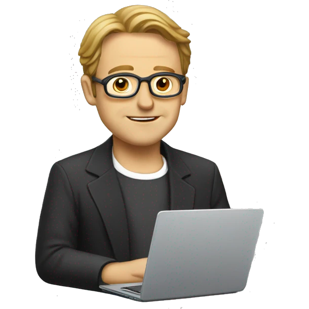 Religious Gerard Deparye with a laptop works emoji