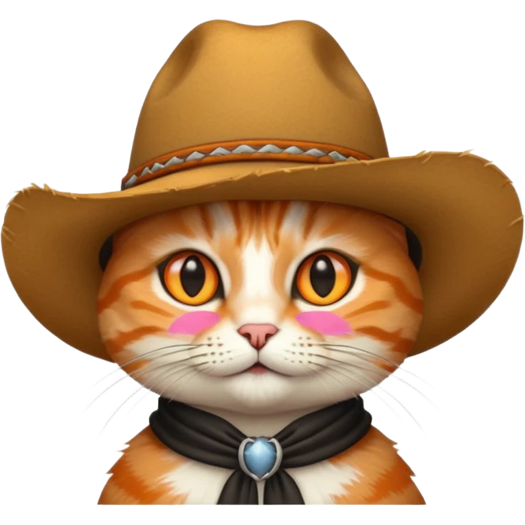 tabby cat with a wide-brimmed cowboy hat emoji