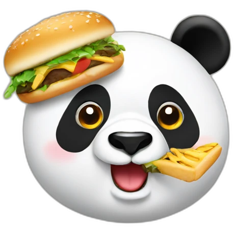 panda face eating hamburger emoji