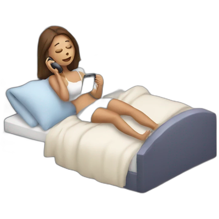 woman on phone in bed emoji