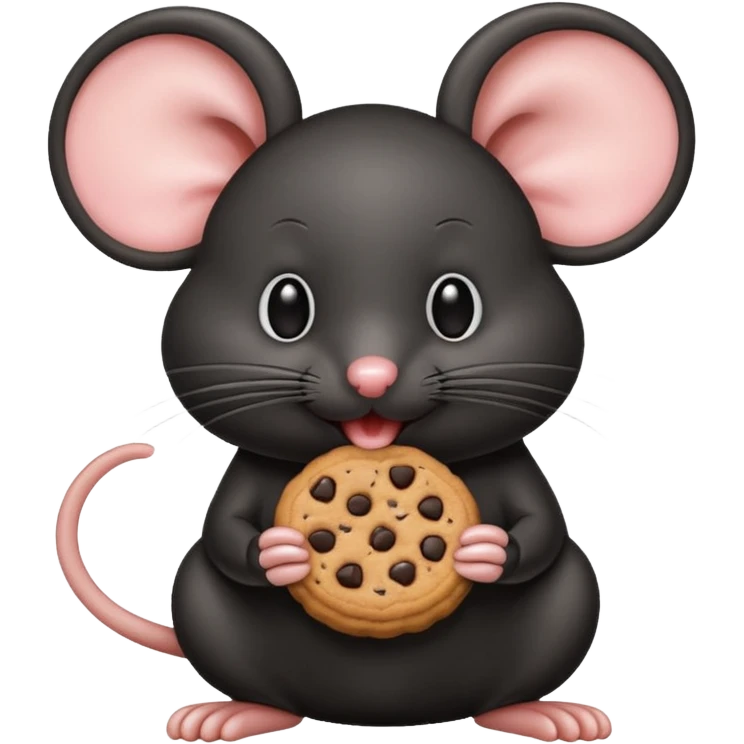 black mouse eating cookie emoji